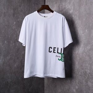 Celine White Crewneck Tee with Green Graphic